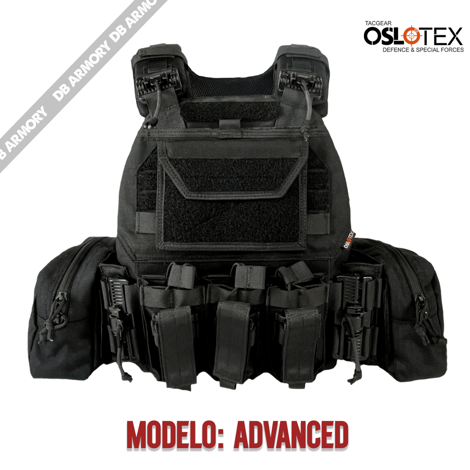 advanced-negro-1.gif CHALECO TACTICO OSLOTEX MODELO ADVANCED CONFIGURACION 1 + PLACA NIVEL IIIA - Imagen 1