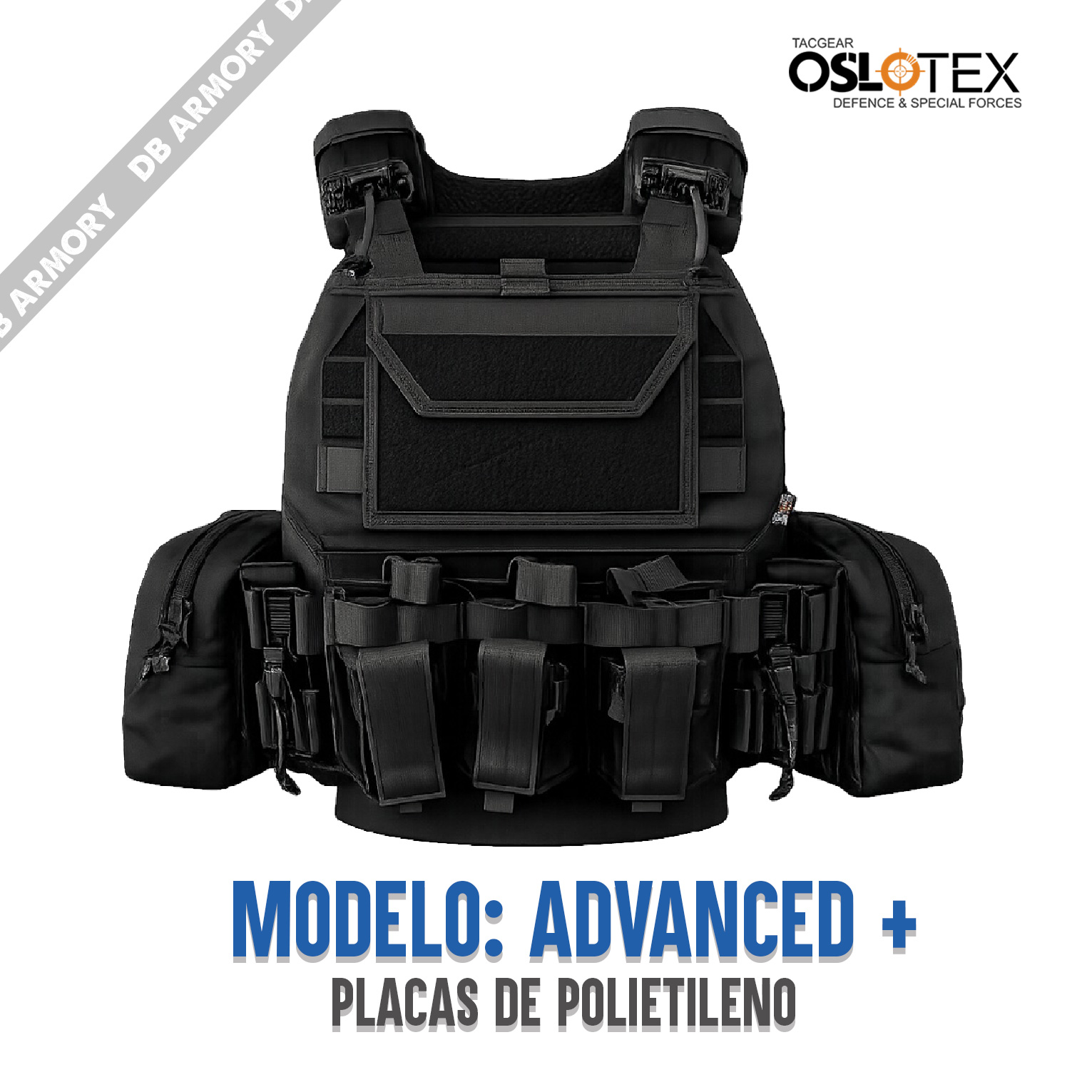 ADVANCED-+-POLI CHALECO OSLOTEX MODELO ADVANCED + PLACA NIVEL IIIA ( POLIETILENO) - Imagen 1